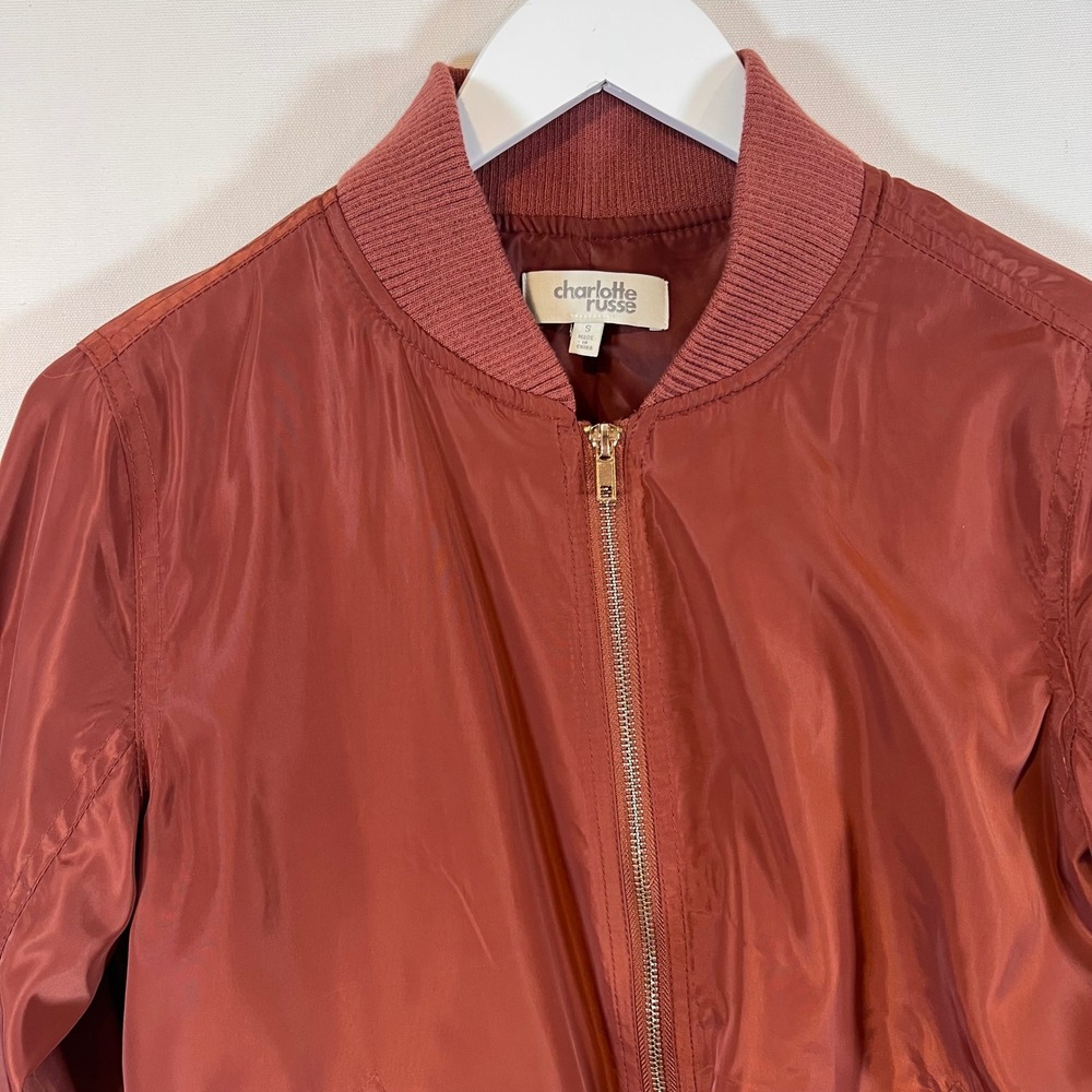 Charlotte Russe Bomber Jacket Women S Polyester Mauve Pink Zip Up Utility Coat
